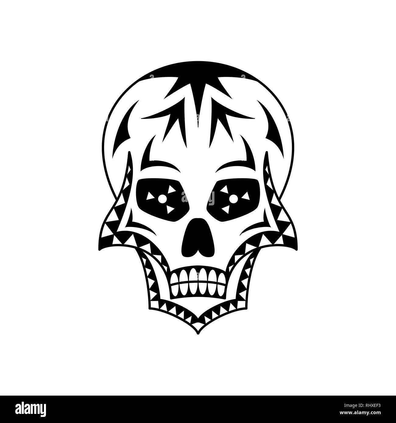 Vector crâne en sucre avec ornement géométrique. L'art du tatouage Illustration de Vecteur