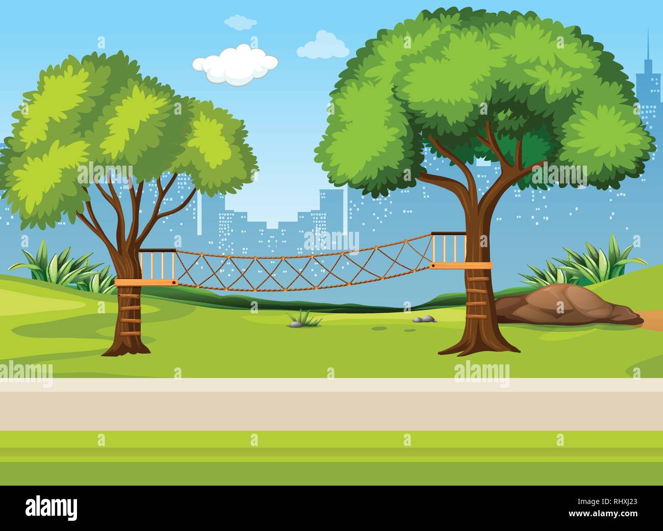 Pont de corde une illustration de jeux Illustration de Vecteur
