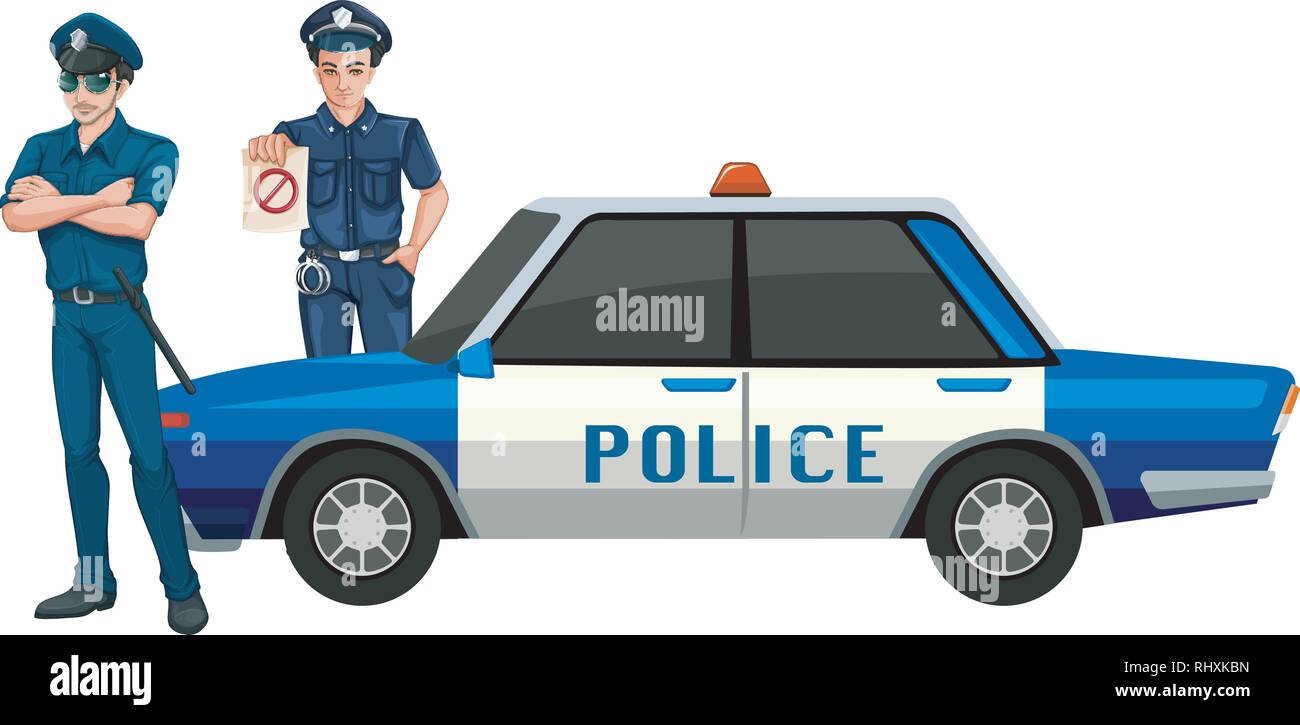 Avec l'homme de la police car illustration Illustration de Vecteur