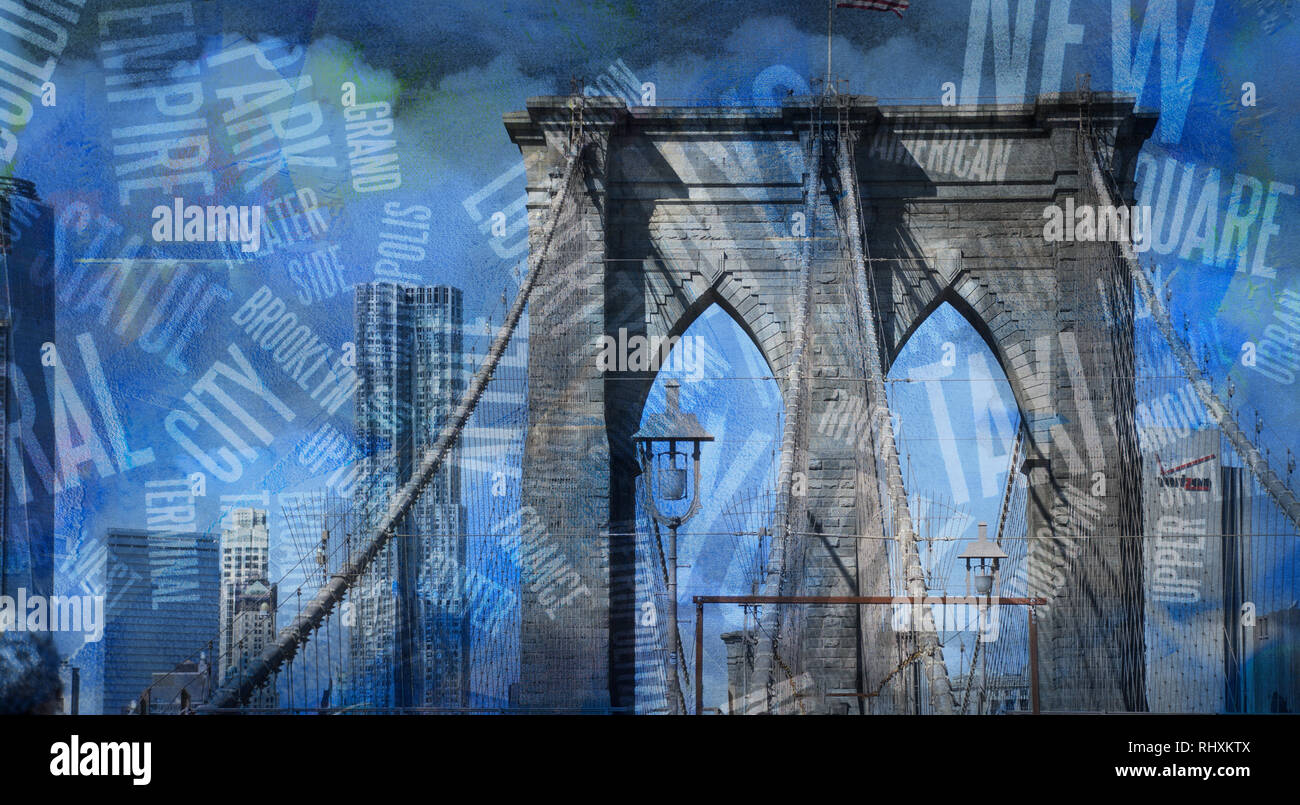 L'Art Moderne de New York Brooklyn Bridge Banque D'Images