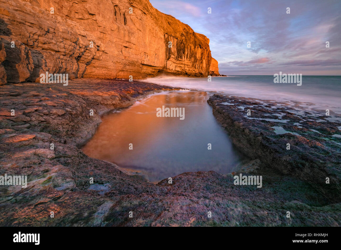 Dancing Ledge, Jurassic Coast, à l'île de Purbeck, Dorset, Angleterre, Royaume-Uni Banque D'Images