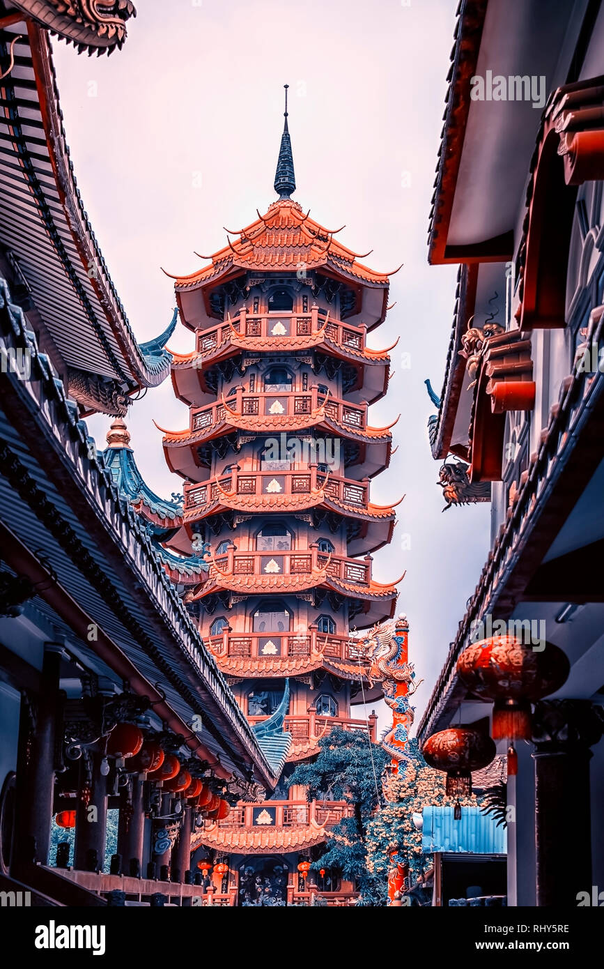 Che Chin Khor styple chinois temple et pagode à Bangkok, Thaïlande Banque D'Images