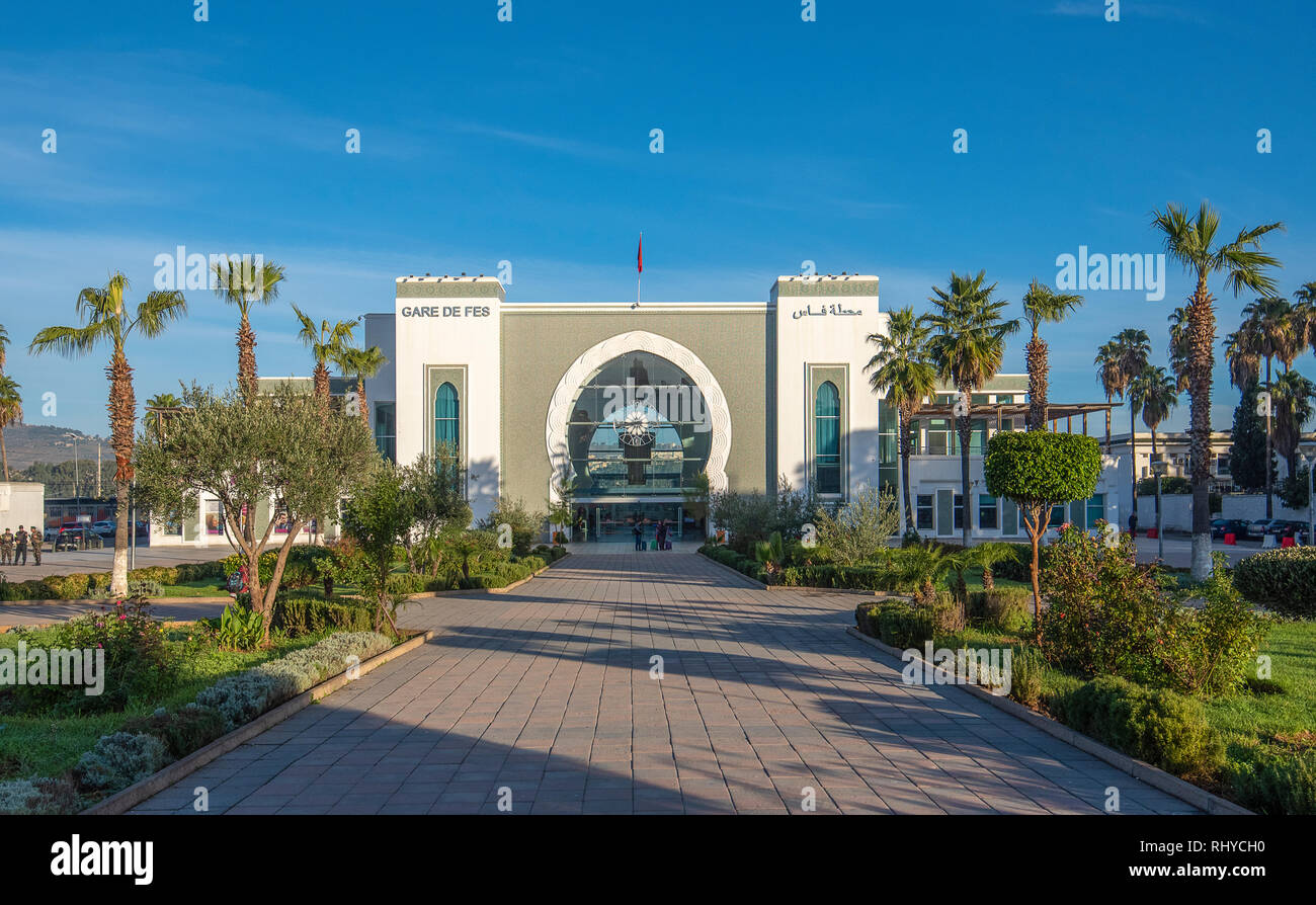 Fes, Maroc La Gare de Fès ville. La gare la gare ferroviaire. Avec