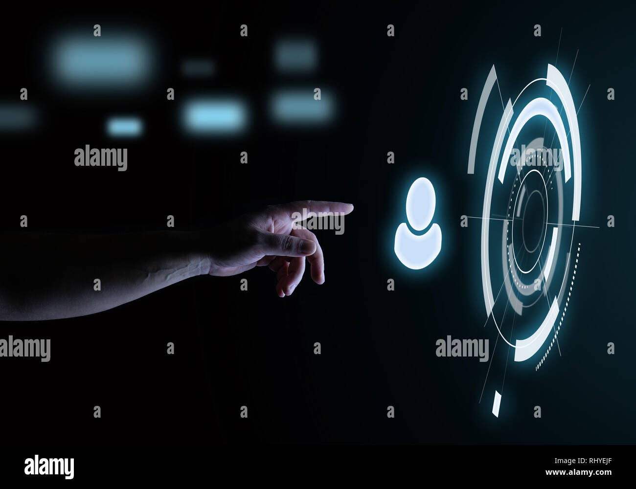 Réglage de profil Digital Touch Concept Technologie de l'interface utilisateur d'hologramme Banque D'Images