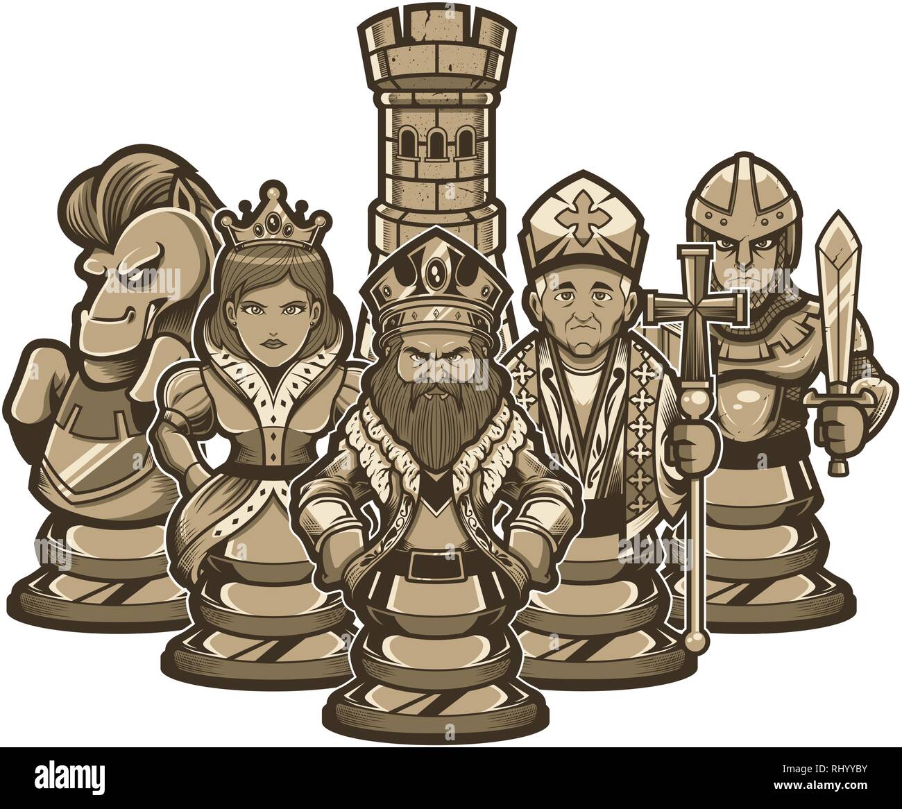 Chess Team White Illustration de Vecteur