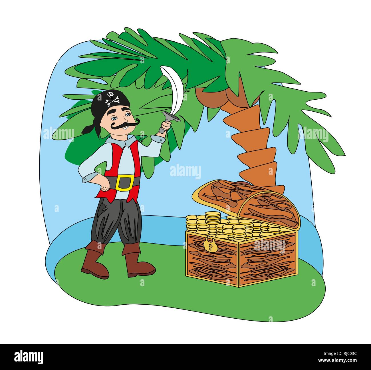 Pirate avec une épée dans sa main Illustration de Vecteur