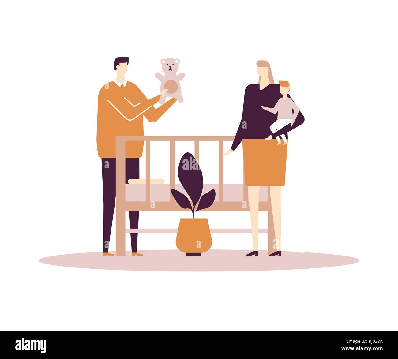 La vie de famille - télévision style design illustration colorée Illustration de Vecteur