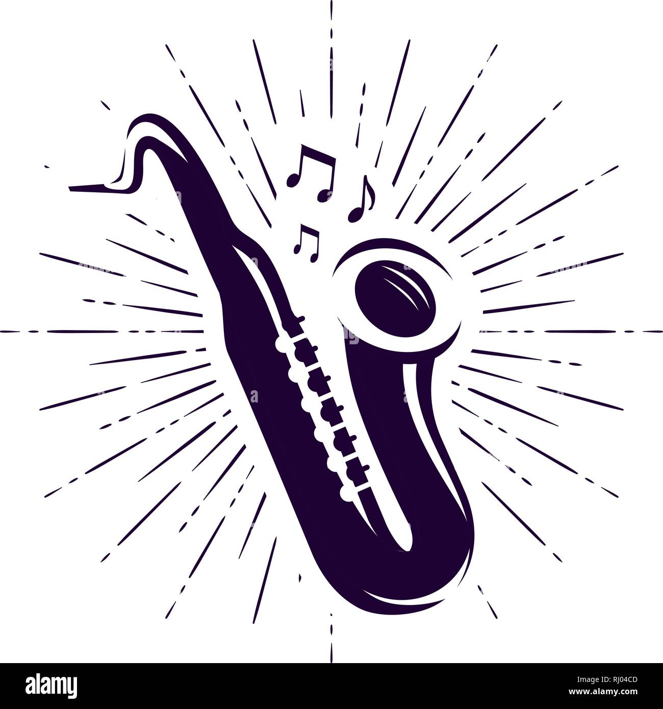 Saxophone, sax logo ou label. La musique live, jazz, blues symbole. Vector illustration Illustration de Vecteur
