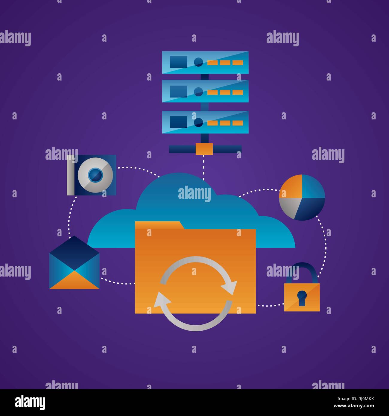 Le concept de cloud computing Illustration de Vecteur