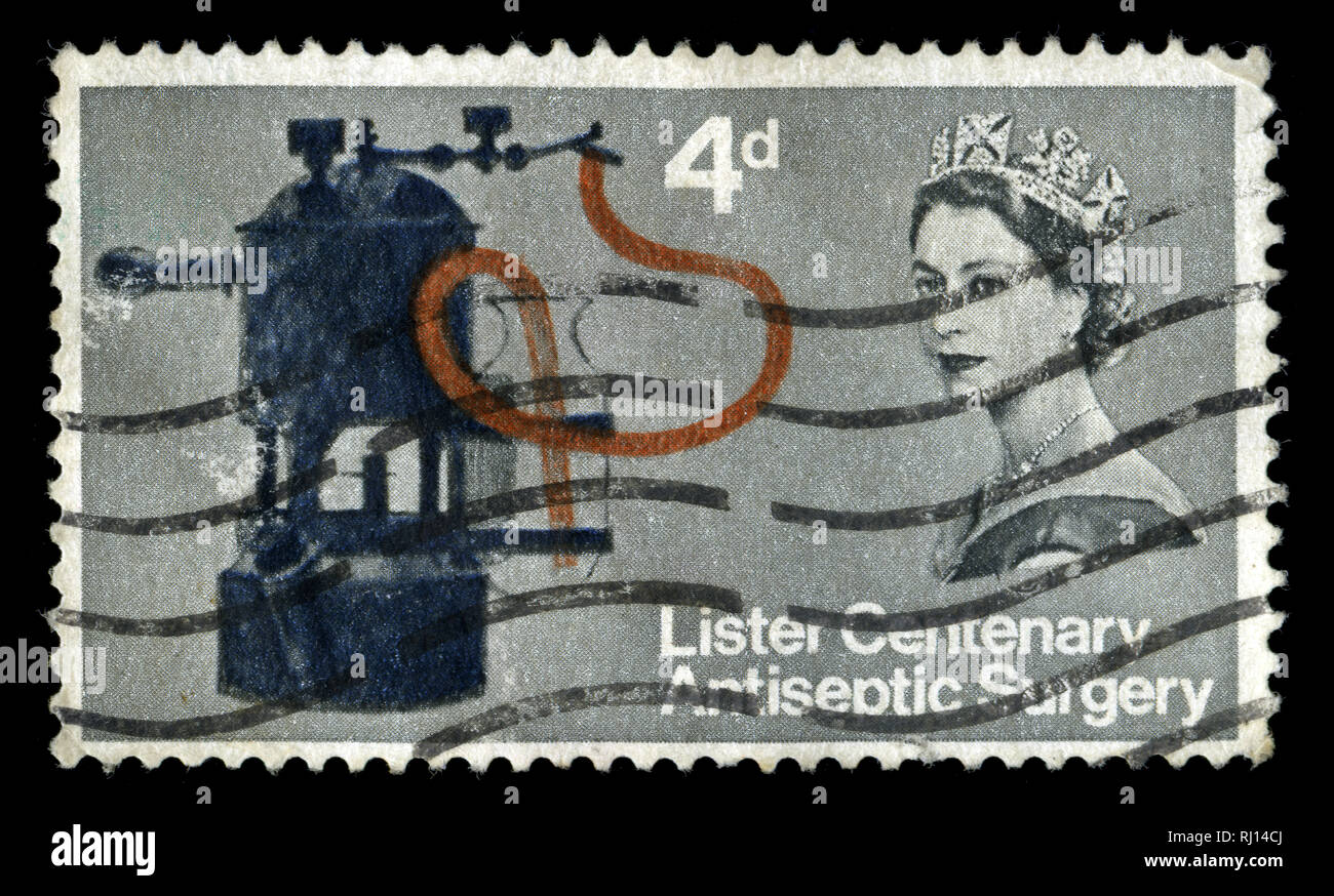 Timbre-poste du Royaume-Uni et l'Irlande du Nord dans le Seigneur Joseph Lister série émise en 1965 Banque D'Images
