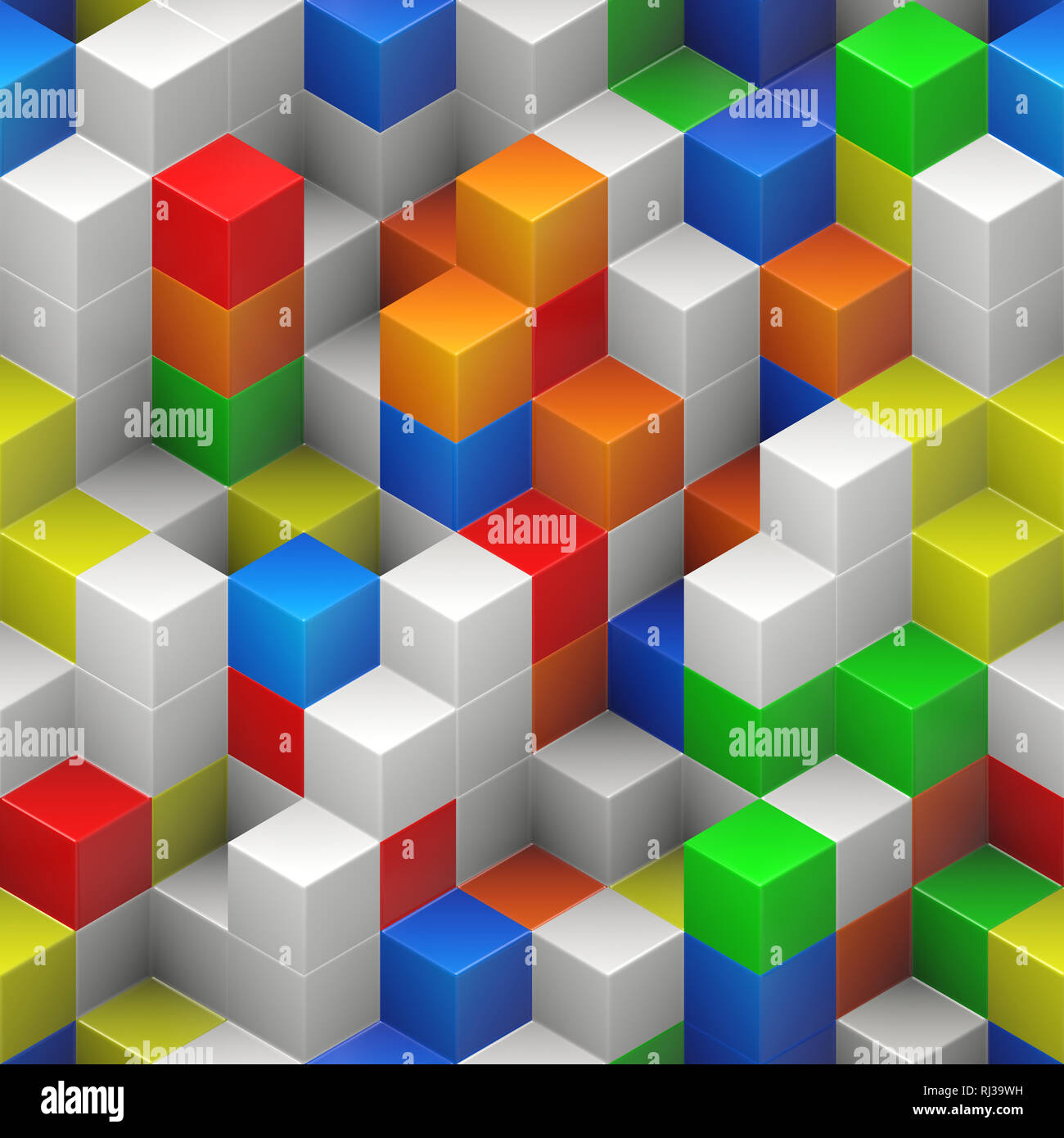 Seamless background cubes colorés empilés au hasard, - structure - le rendu 3D Banque D'Images