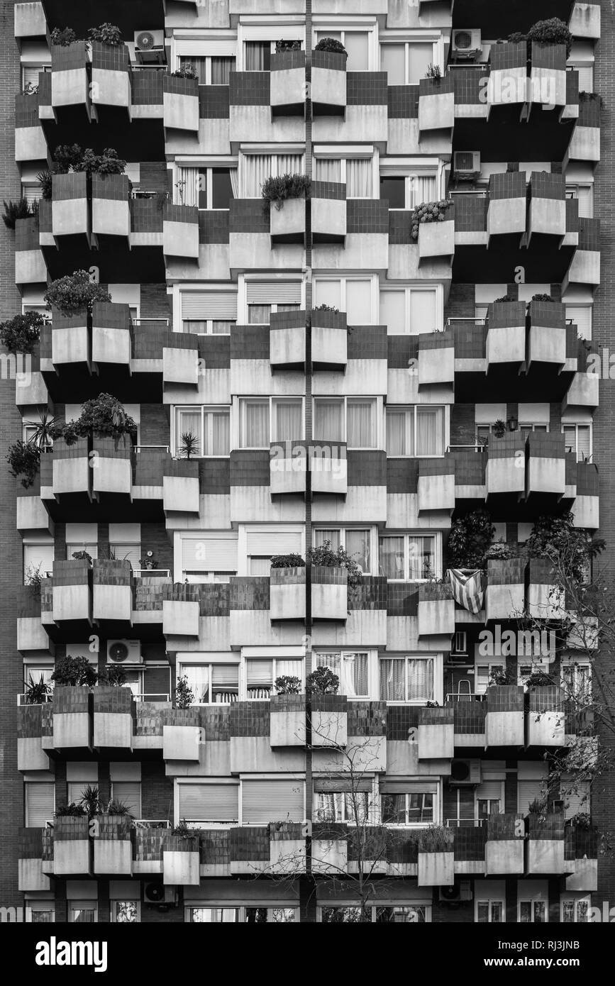 Détails de l'architecture résidentielle à Barcelone, Espagne Banque D'Images