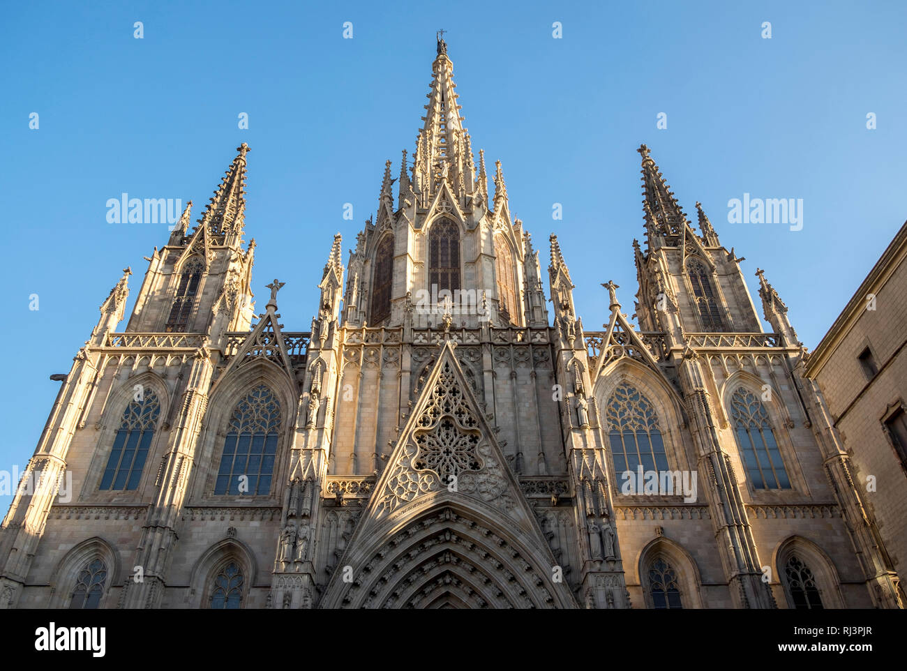 Cathédrale de Barcelone dans le quartier Gothique , La Catalogne, Espagne Banque D'Images