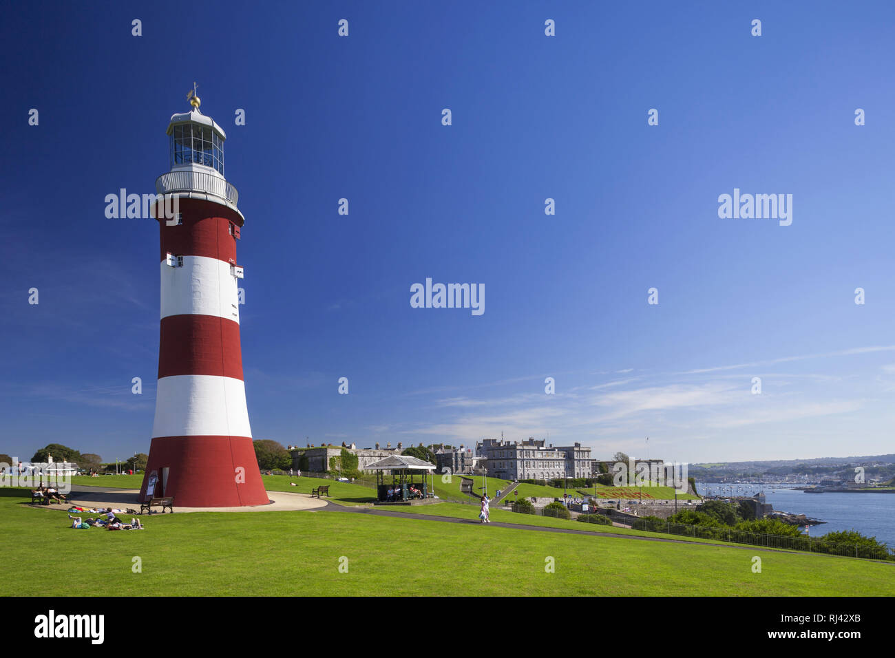 L'Angleterre, Devon, Plymouth, Plymouth Hoe, Leuchtturm, genannt Smeaton's Tower oder Eddystone Lighthouse, Banque D'Images