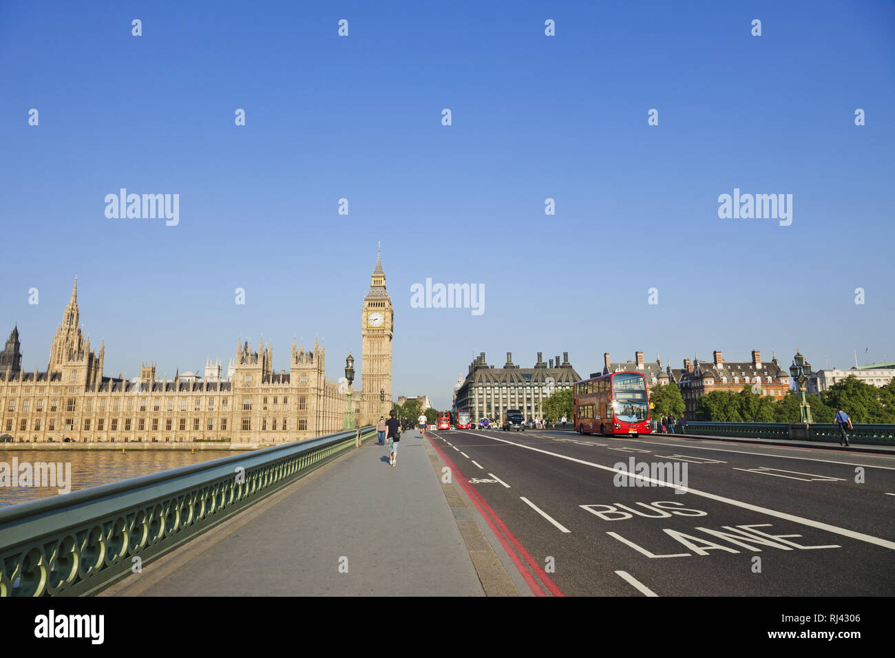 L'Angleterre, Londres, Westminster, Big Ben et Westminster Bridge, Banque D'Images