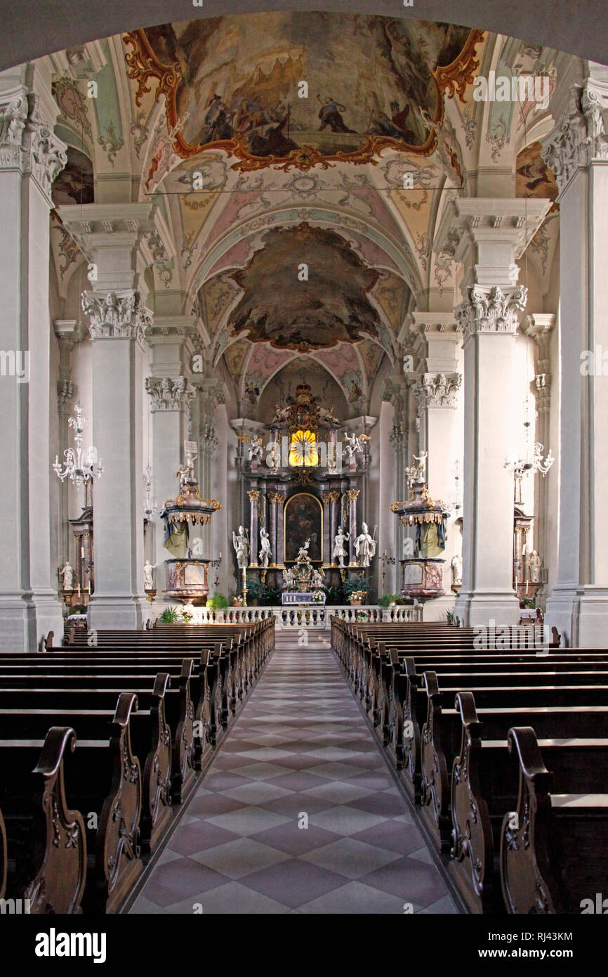 Deutschland, Bayern, Amorbach, Odenwald, katholische Gangolf, Église Stadtpfarrkirche St. Banque D'Images