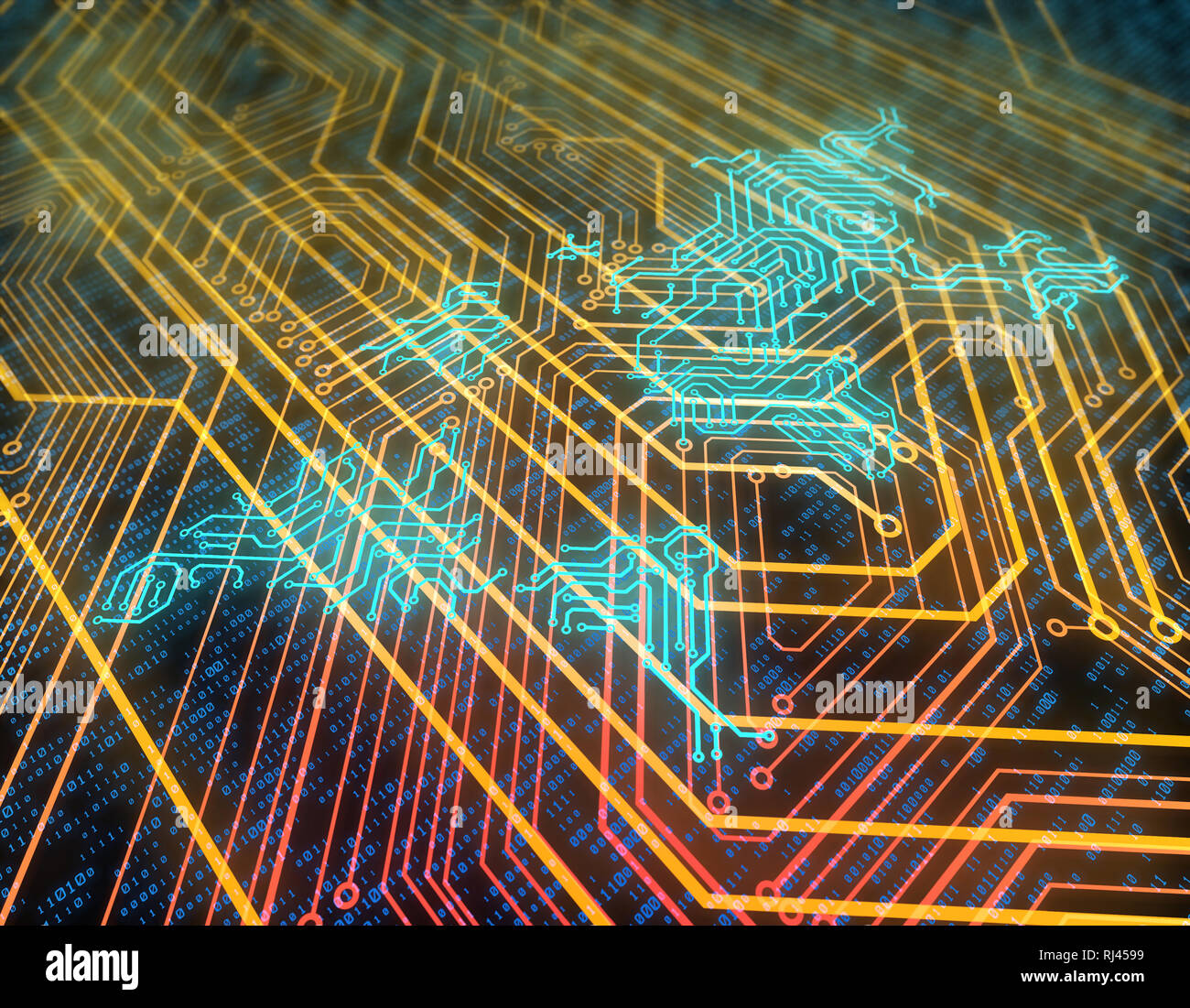 Données de réseau de technologie électronique, carte du monde, carte de circuit imprimé intelligente Banque D'Images