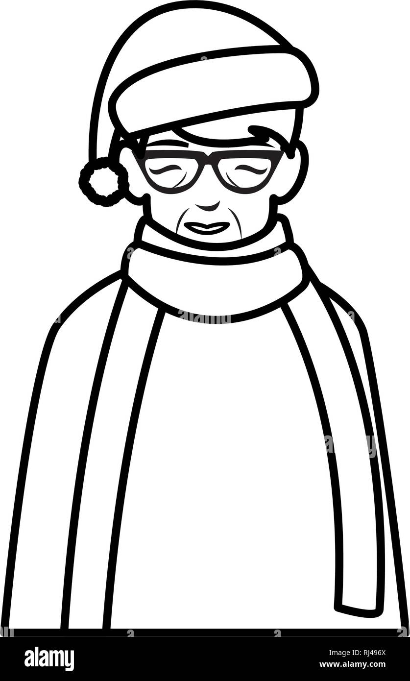 Grand-père mignon avec des vêtements d'hiver vector illustration design Illustration de Vecteur