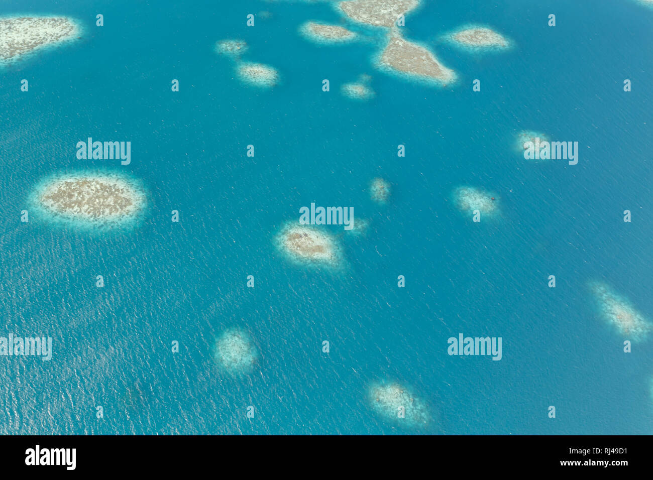 Modèle unique de bancs de récifs coralliens dans le Pacifique sud Banque D'Images