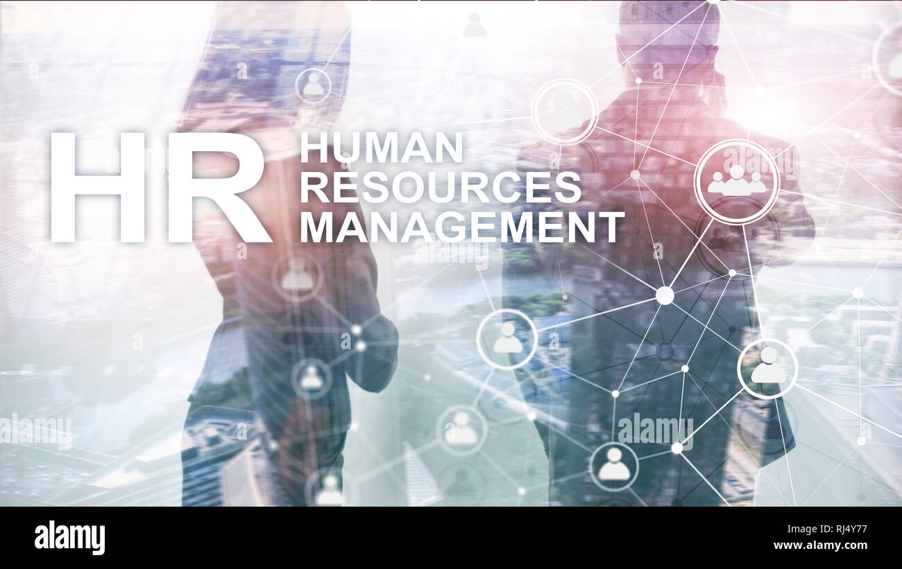 La gestion des ressources humaines, RH, Team Building et de recrutement concept sur fond flou. Banque D'Images