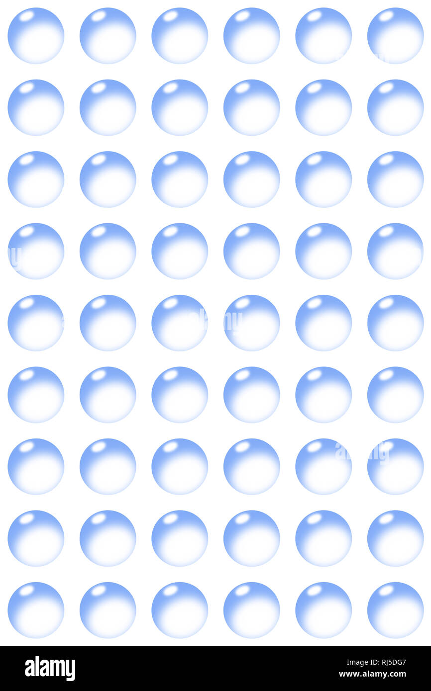 Un motif symétrique bulles avec réflexion sur white Banque D'Images