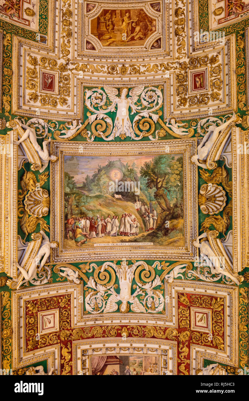 Europa, Italie, Latium, Rom, Vatikan, Reich geschmückte in den Museen Vatikanischen Decke Banque D'Images