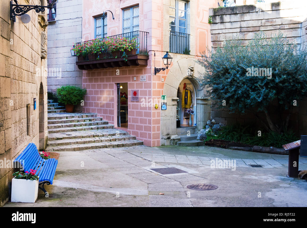 Barcelone, Espagne - 21 janvier 2019 : territoire de complexe architectural unique Poble Espanyol le village espagnol, où des copies de connu et beau Banque D'Images