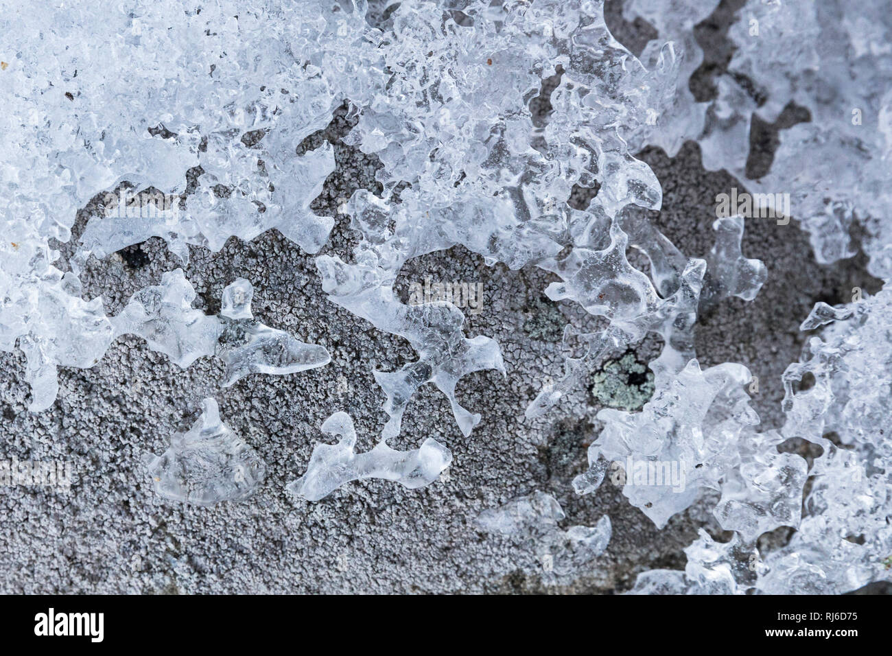 Strukturen von Eis auf Felsen Banque D'Images