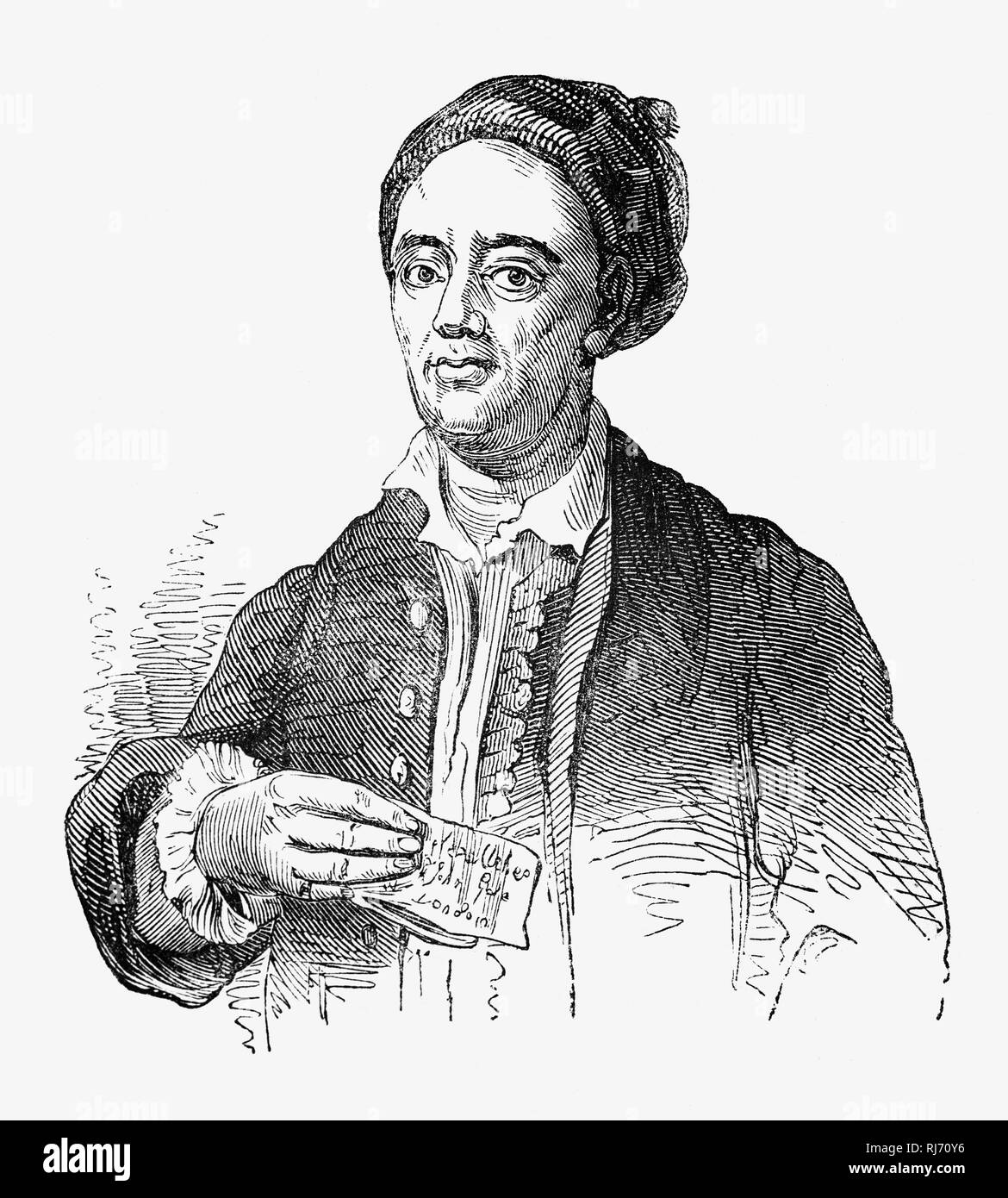 Edward Cave (1691-1754) était un imprimeur, éditeur et éditeur. Il a inventé le terme 'magazine' pour un périodique, la fondation du Gentleman's Magazine en 1731, et a été le premier éditeur à la mode avec succès une large publication. Il a conçu l'idée d'un périodique qui couvrirait tous les sujets le public cultivé était intéressé à, d'une part, le commerce à la poésie. Lorsque personne n'a montré aucun intérêt, caverne a lancé le Gentleman's Magazine en 1731 et itsoon est devenu le plus influent et le plus imité périodique de son temps. Banque D'Images