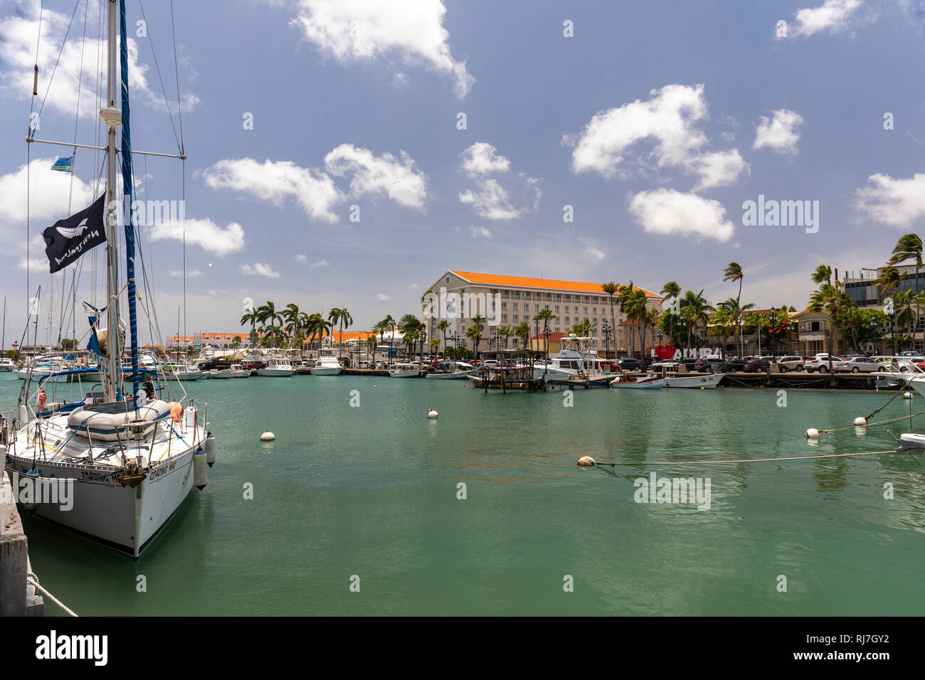 La zone portuaire de Oranjestad, Aruba, Antilles Banque D'Images