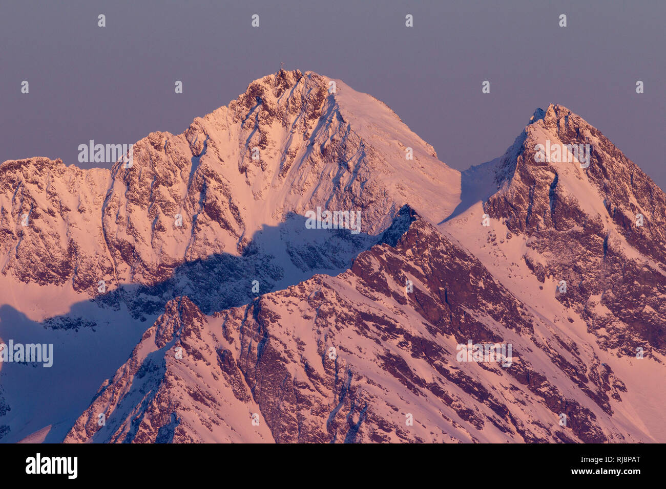 Blick von der Valluga zum Hohen Riffler im Winter, 6600, Lechtaler Alpen, Tirol, Österreich Banque D'Images