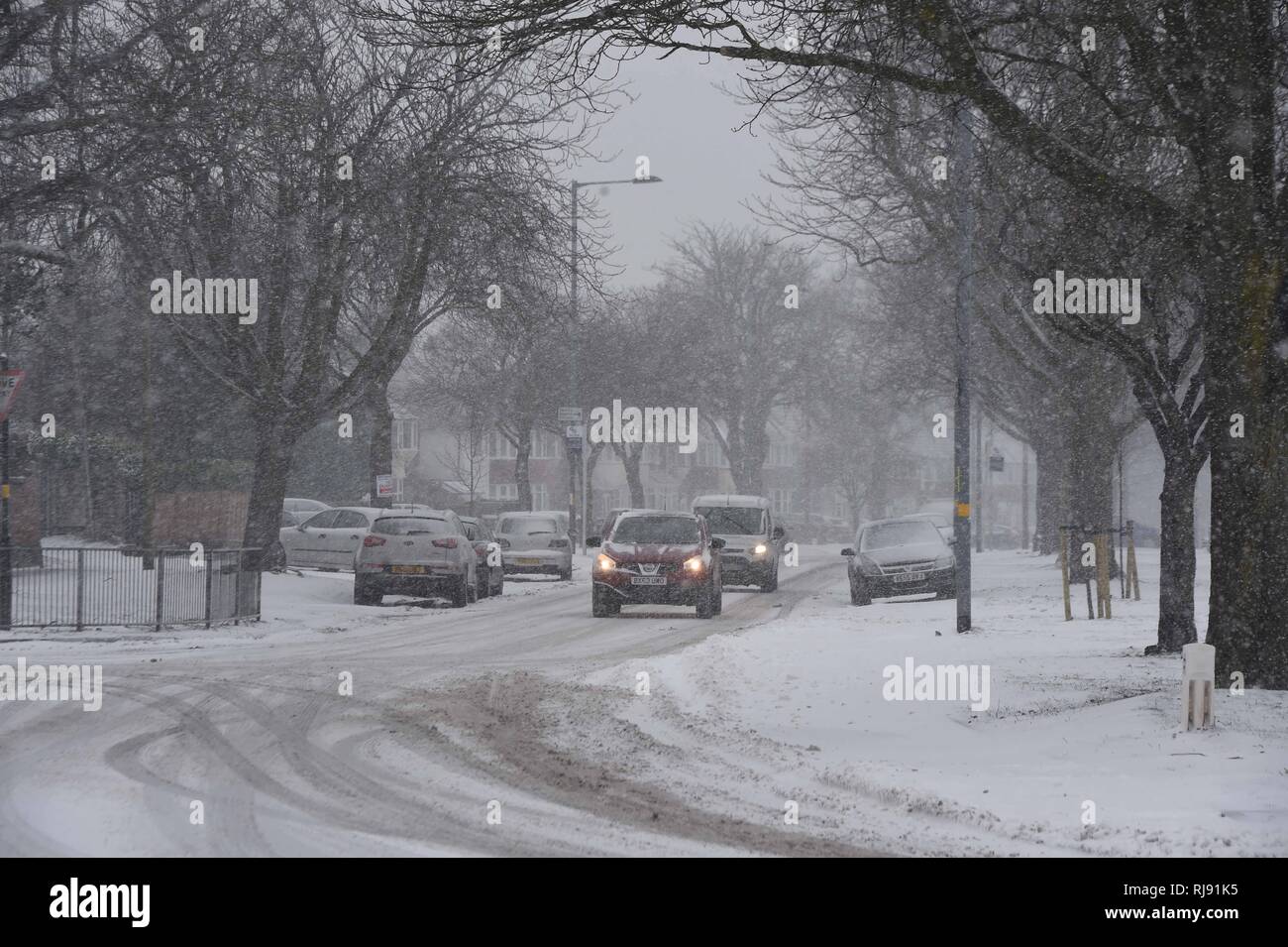 Sur la photo plus de la neige qui tombe près de l'A45 Coventry Rd, Yardley, Birmingham. Le froid a frappé l'Ouest des Midlands que neige chaos continue de frapper la France. Temps violent est possible au cours des prochains jours et pourrait affecter les Midlands maintenant il y a un risque accru de mauvais temps qui pourrait causer une interruption de voyage et même un risque potentiel pour la vie. Banque D'Images