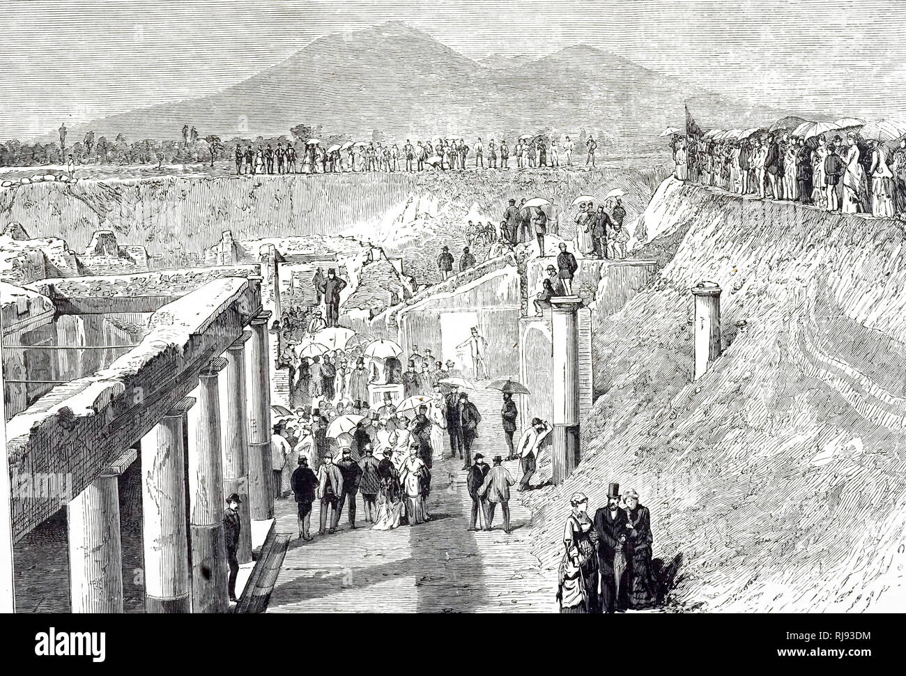 Une gravure illustrant la séance commémorative pour marquer le 18e centenaire de l'achat en ligne de Pompéi. En date du 19e siècle Banque D'Images