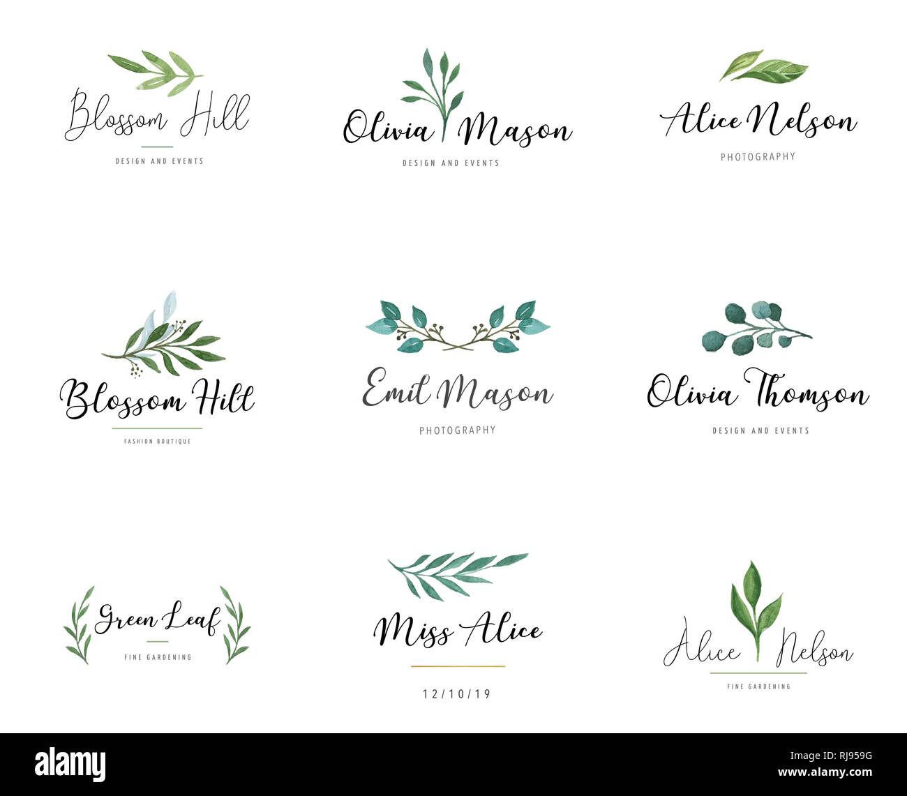 Logos mariage élégant, monogrammes, dessinés à la main, élégante collection délicate Illustration de Vecteur