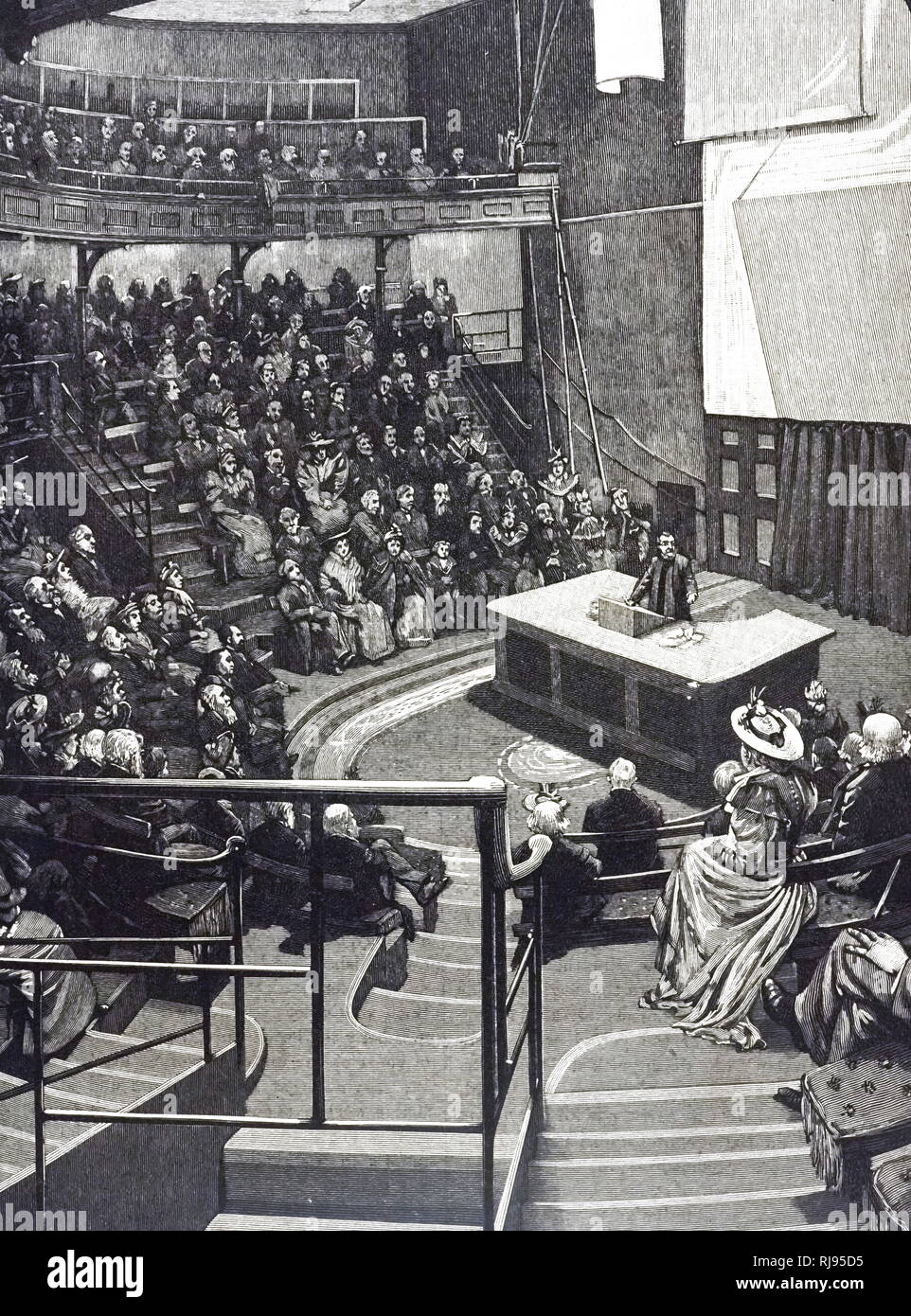 Une gravure représentant une réunion de la Royal Institution. En date du 19e siècle Banque D'Images