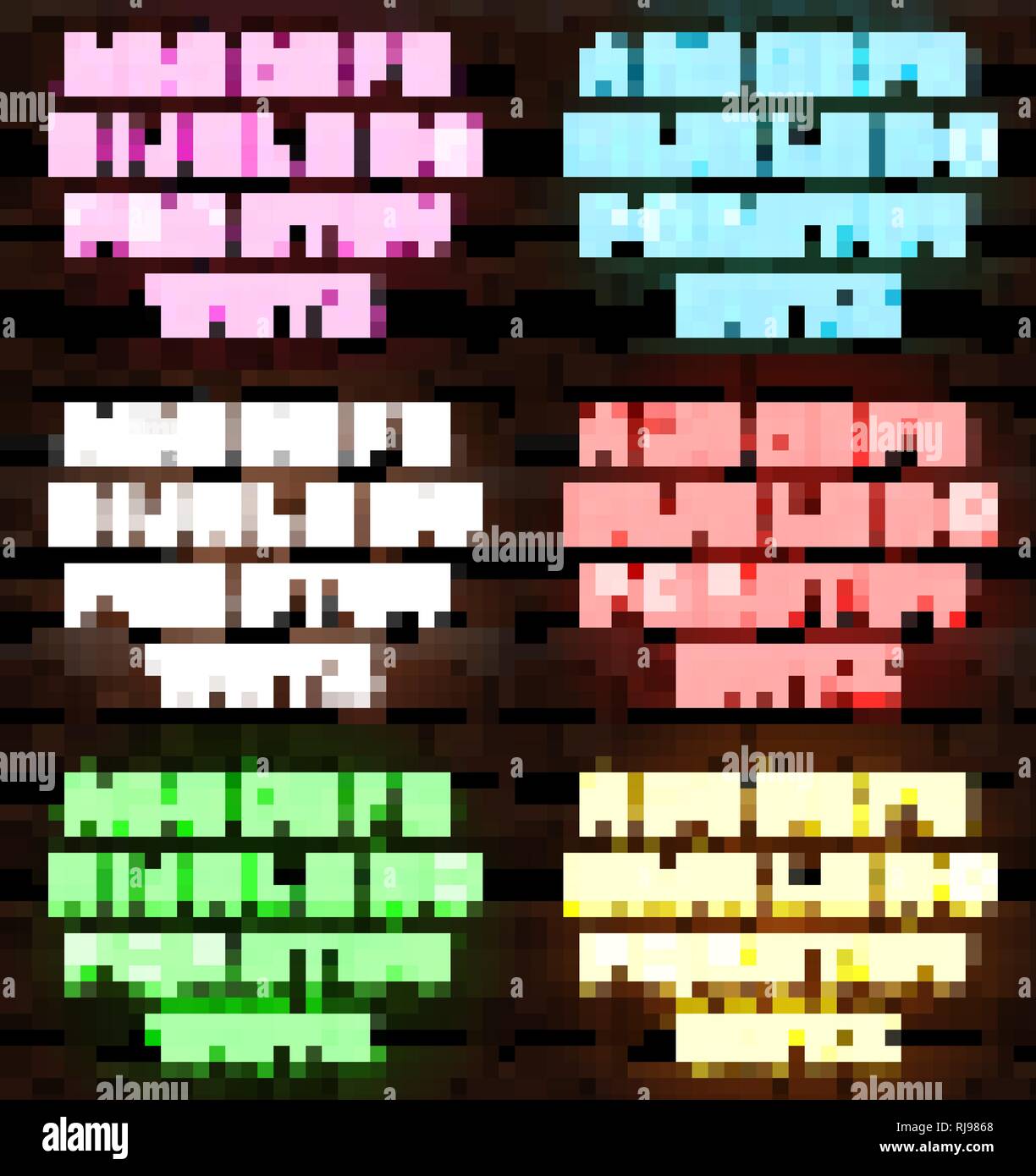 Lettres de néon lumineux alphabet anglais vector illustration sur fond brique Illustration de Vecteur