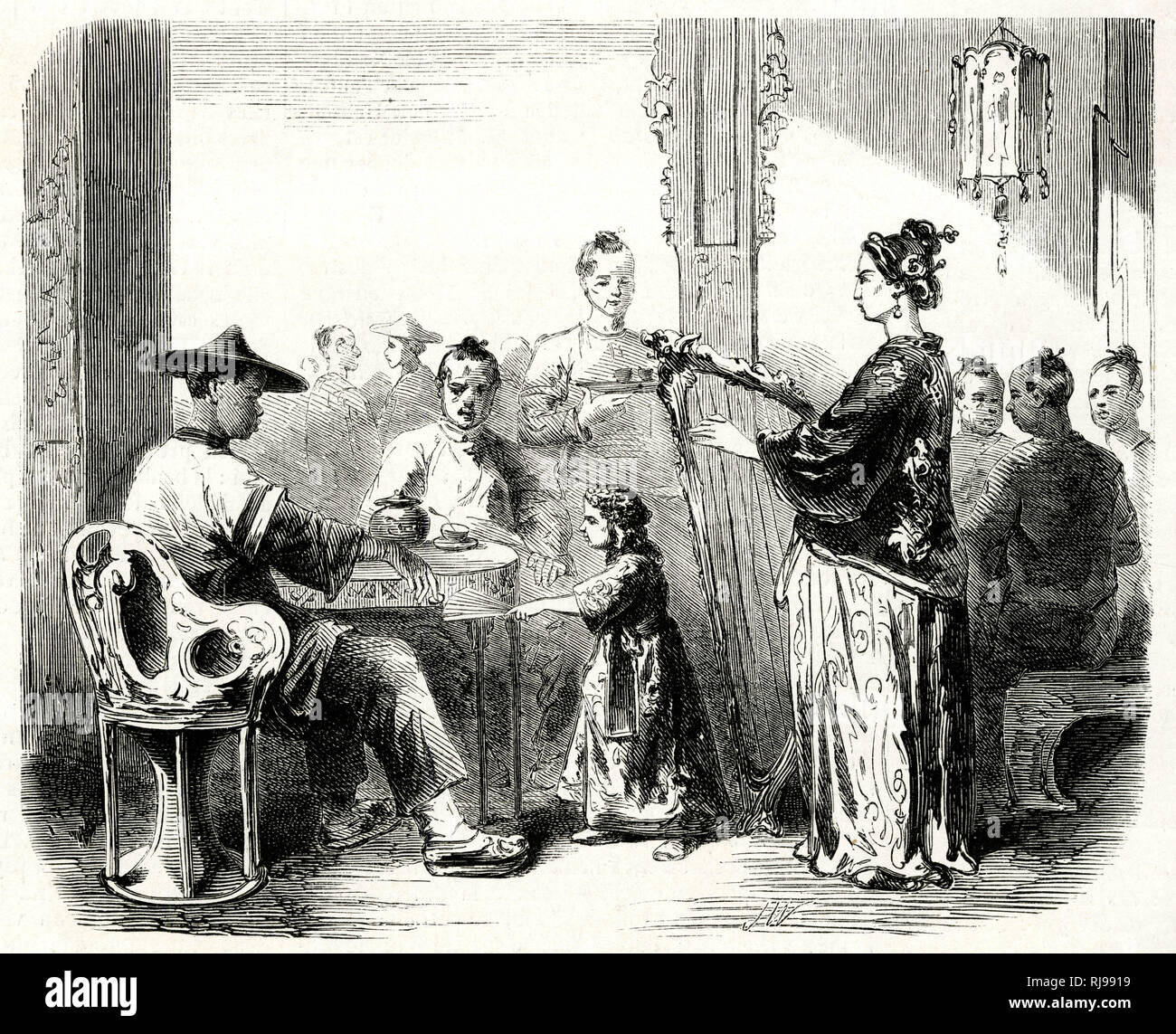 MUSICIENS BIRMANS 1861 Banque D'Images