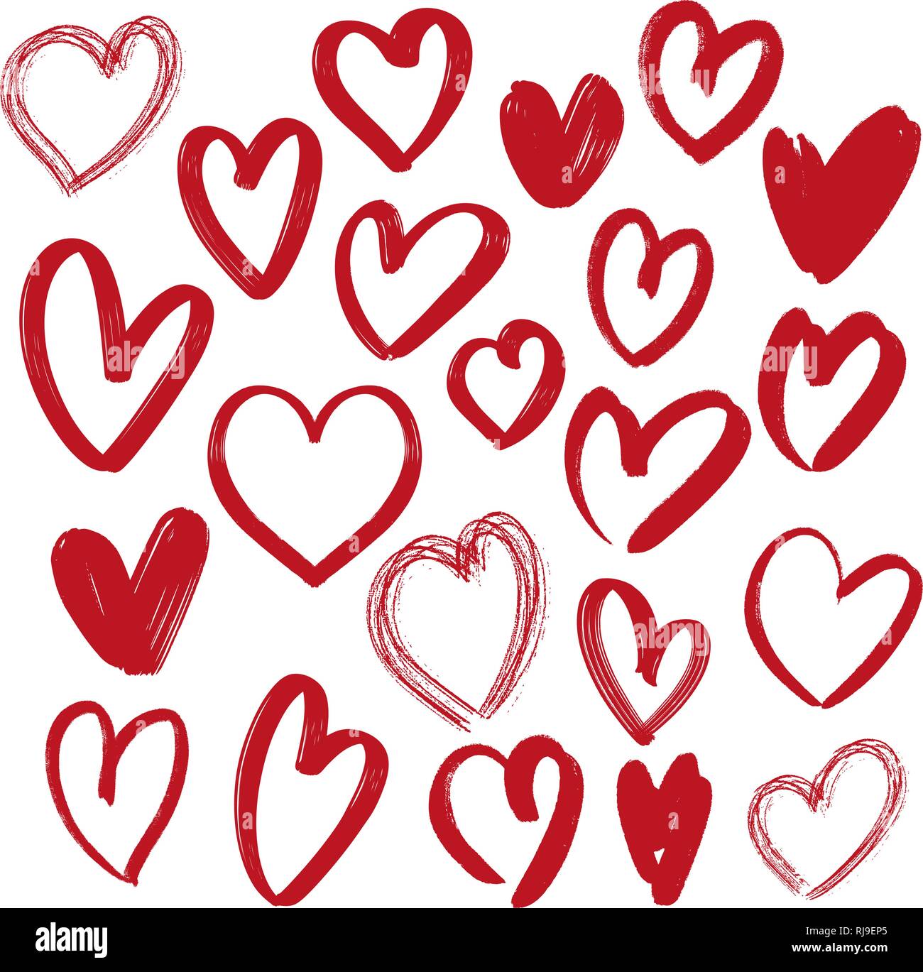 Collection coeurs , hand drawn vector illustration croquis isolé sur fond blanc Illustration de Vecteur