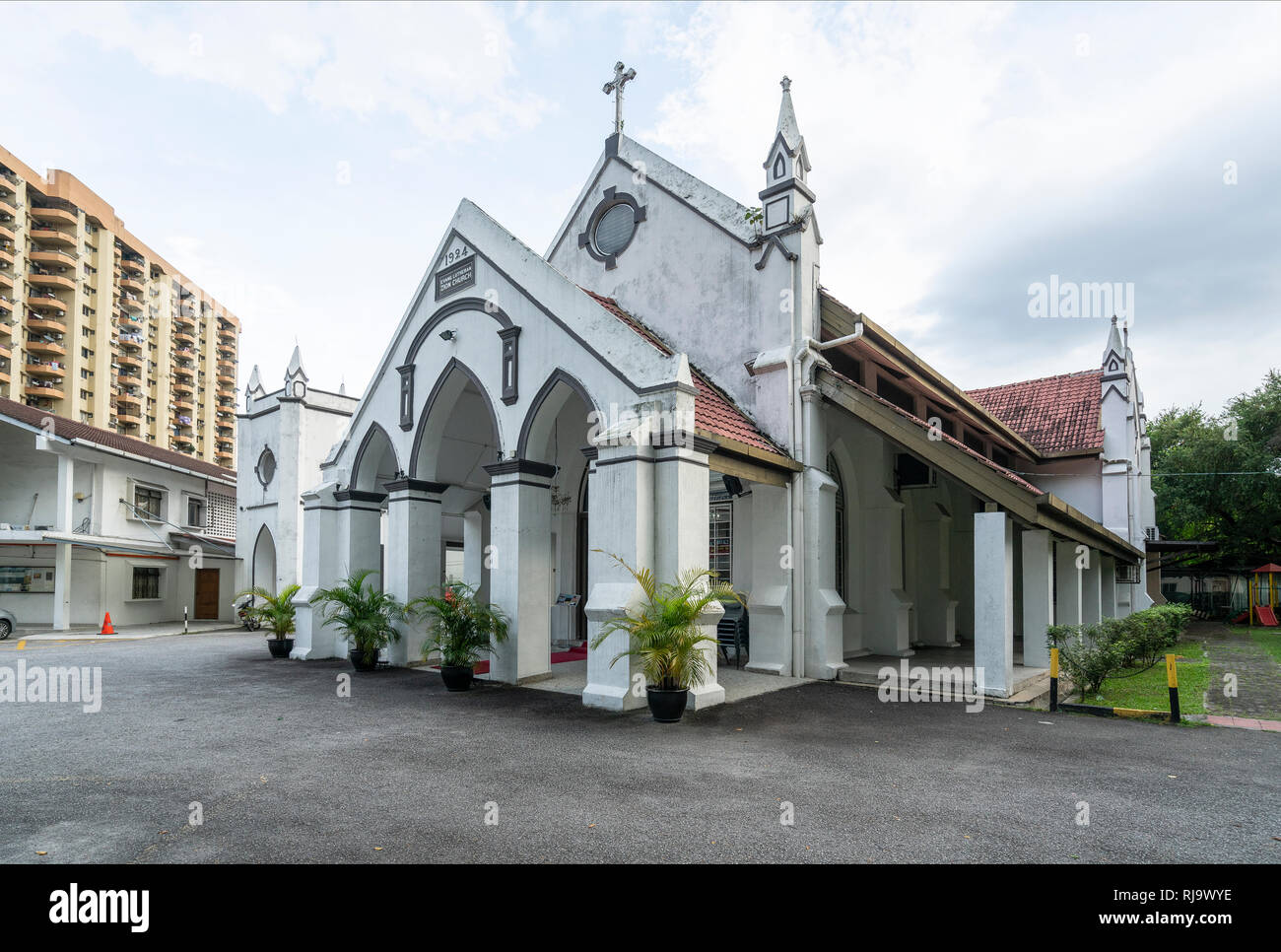 La cour de l'Église évangélique luthérienne de Sion Cathédrale à Kuala Lumpur, Malaisie Banque D'Images