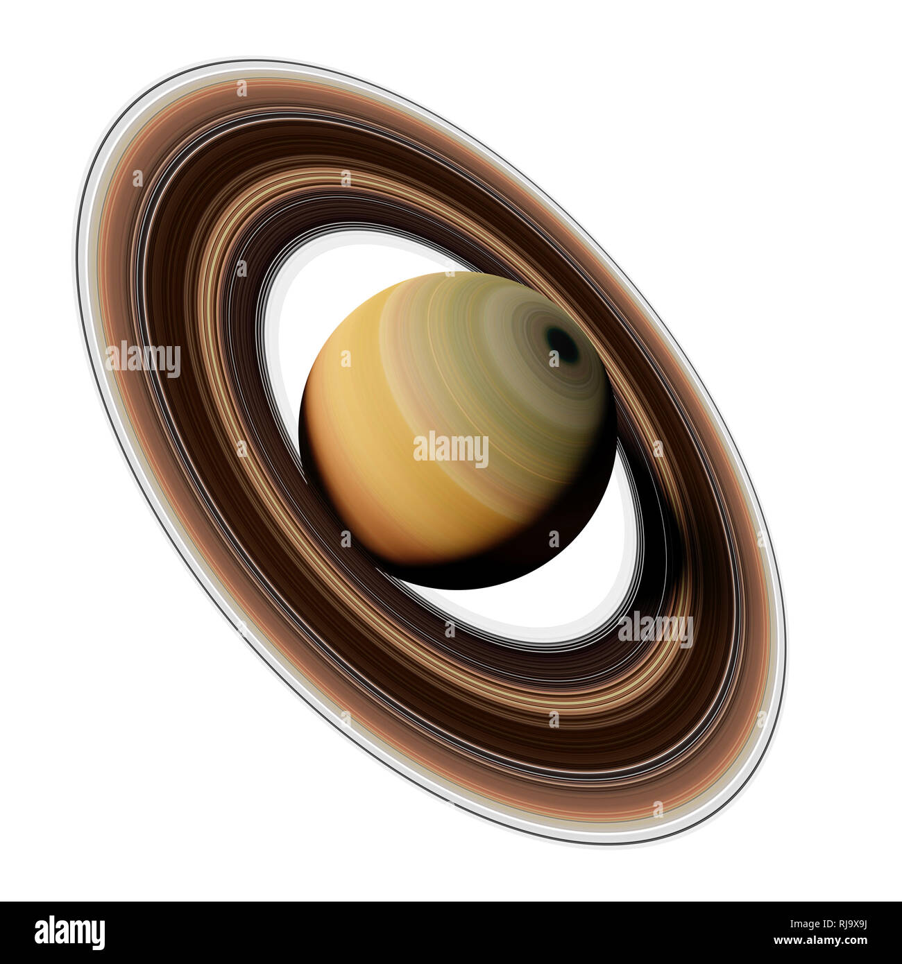 Planète Saturne, partie du système solaire isolé sur fond blanc Banque D'Images