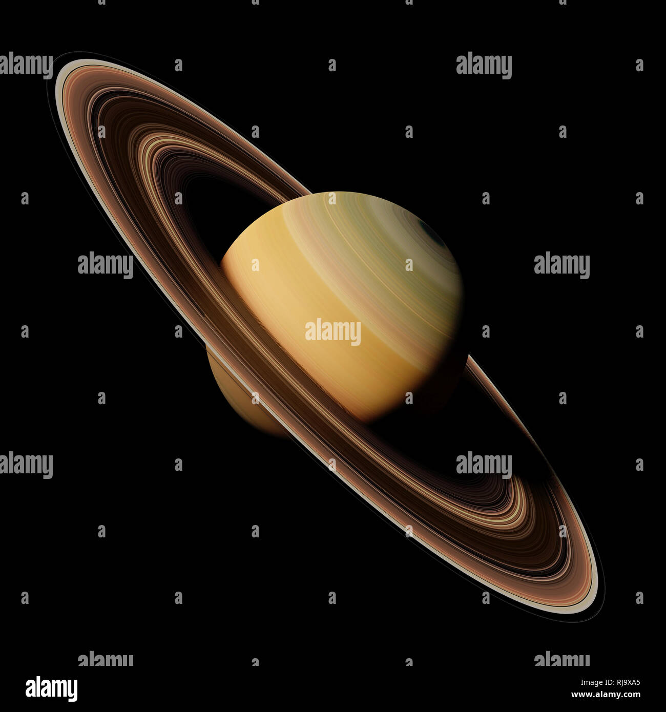 Planète Saturne Isolé Sur Fond Noir Partie Du Système