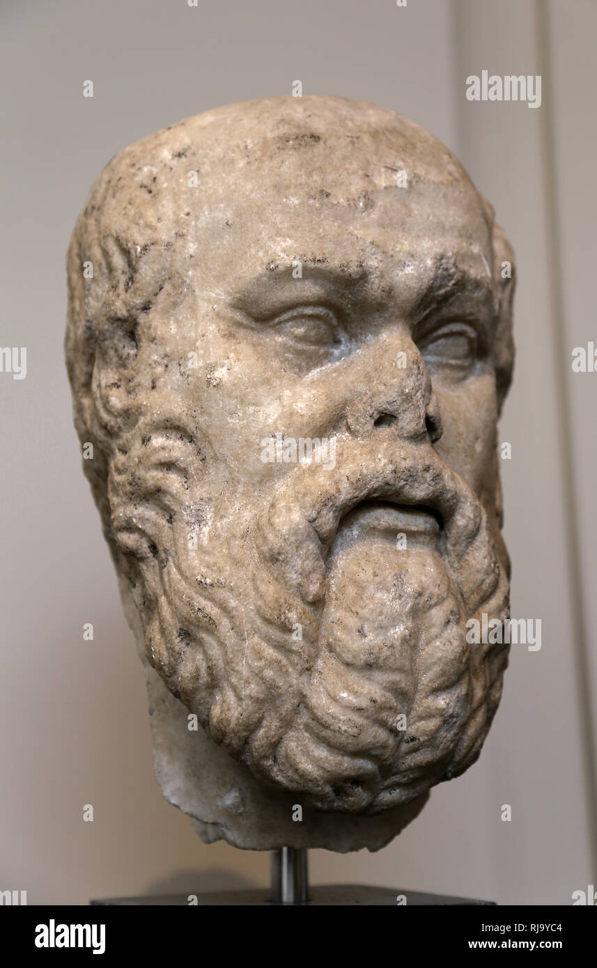 Socrates (470-399BC). Philosophe grec. 1re et 2e 100. Copie romaine d'attribituted bronze grec de Lysippe. Le Met, NY, USA. Banque D'Images