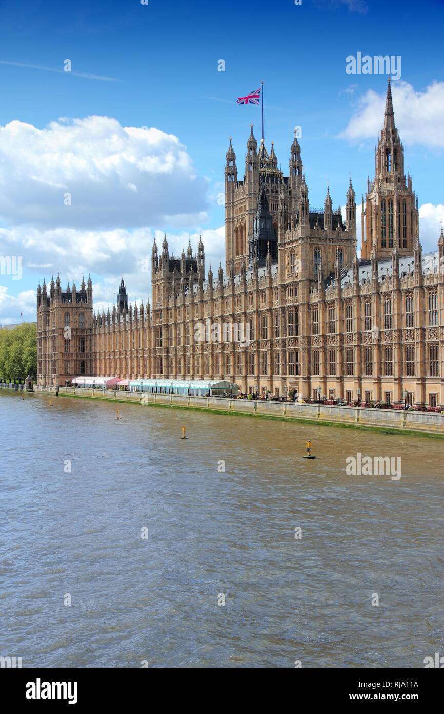 Londres, Royaume-Uni, le Palais de Westminster (Parlement). UNESCO World Heritage Site. Banque D'Images