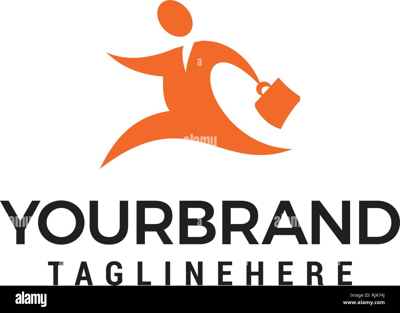 Businessman with bag logo design. Les gens de logo d'entreprise Modèle de conception de panneau Illustration de Vecteur