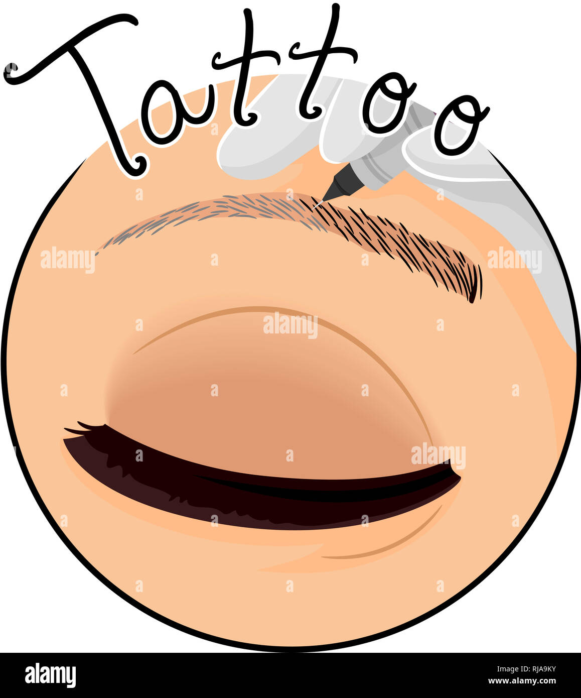 Illustration d'une part remplir tatouage dans l'icône de sourcil Banque D'Images