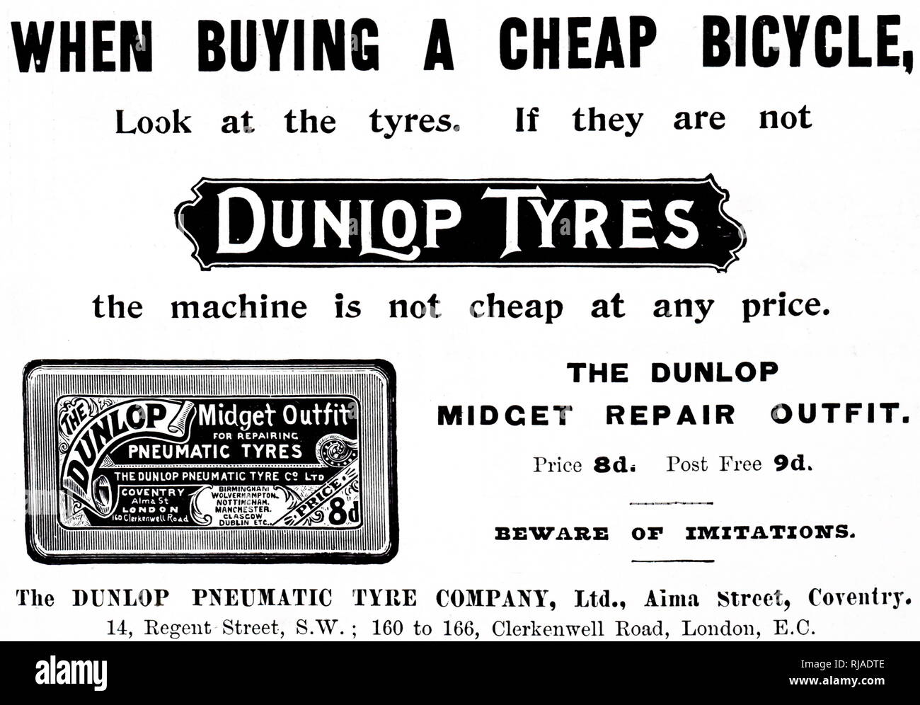 Une publicité pour pneu Dunlop kit de réparation. En date du 20e siècle Banque D'Images