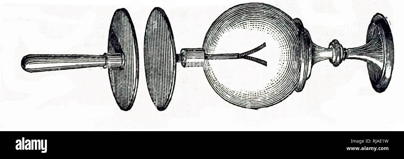 Illustration de l'Alessandro Volta version de l'électroscope ; un instrument scientifique qui est utilisé pour détecter la présence et l'ampleur de la charge électrique sur un corps. Il a été le premier instrument de mesure électrique. La première, un électroscope aiguille battante appelé le versorium, a été inventé par un médecin britannique William Gilbert vers 1600 Banque D'Images