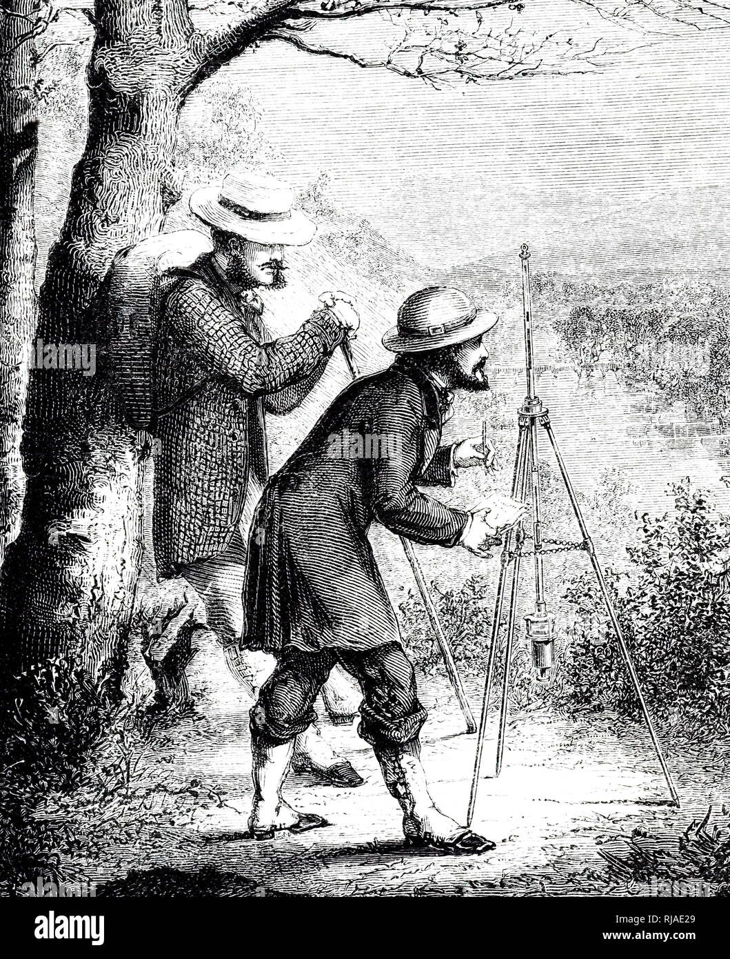 Illustration représentant un baromètre Fortin. 1873. Banque D'Images