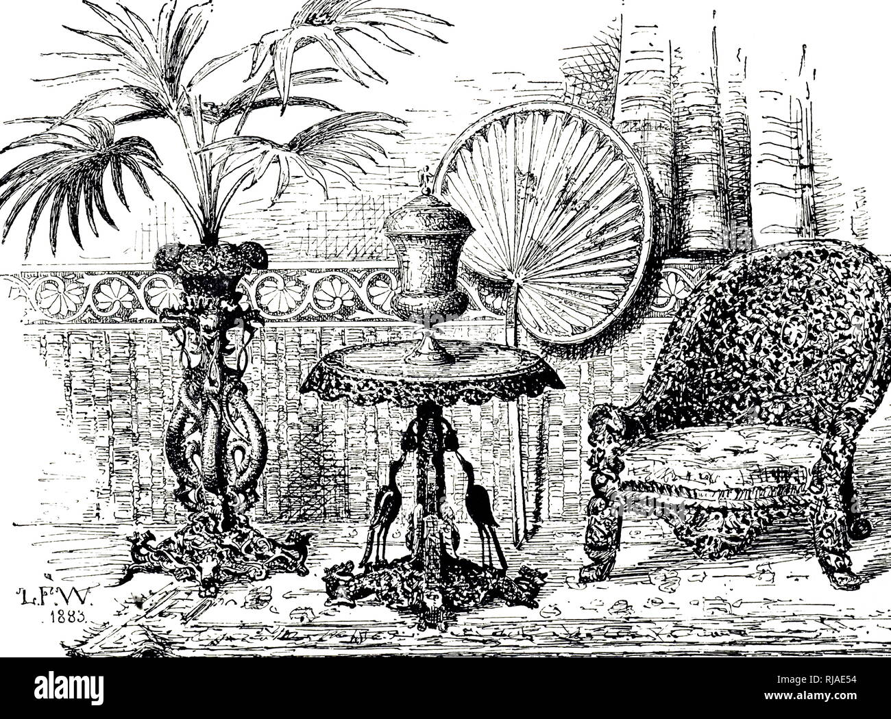 19e siècle annonce, pour 'Liberty & Co', meubles indiens ; Angleterre ; 1887 Banque D'Images