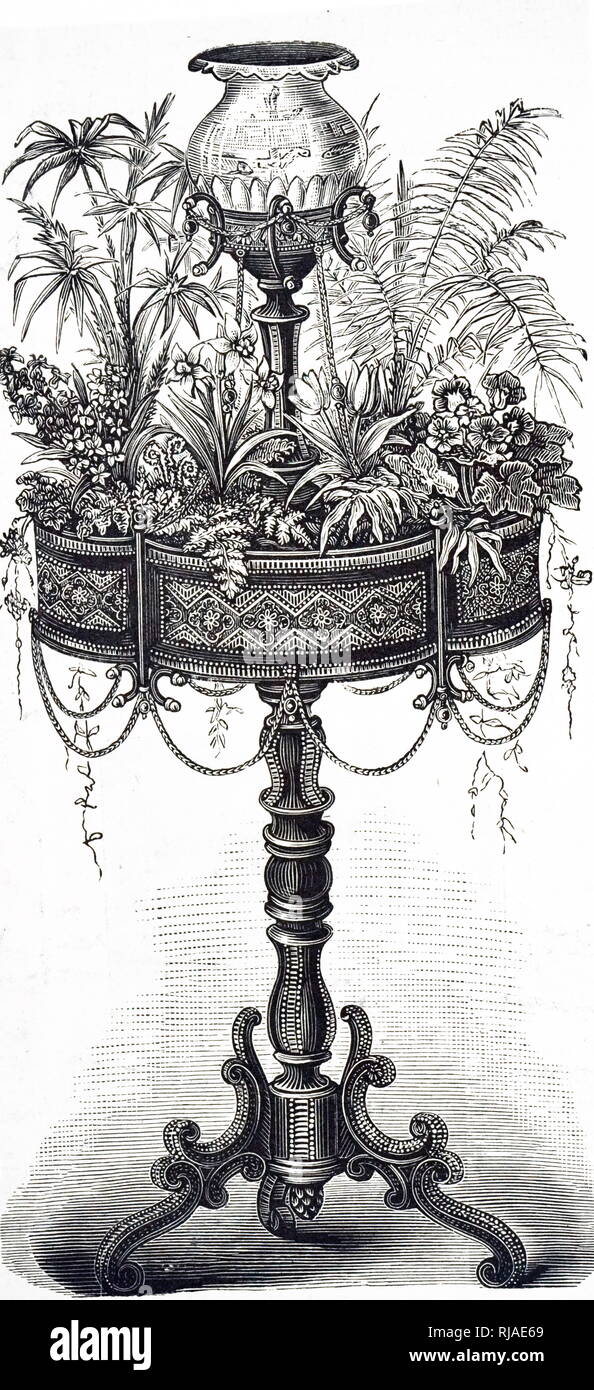 Illustration montrant un peuplement victorien ou fenêtre jardin, 1879 Banque D'Images